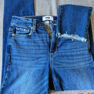 Paige Jeans Womens 27 Hoxton Slim Fray Adanah Distressed Dark Wash NWOT